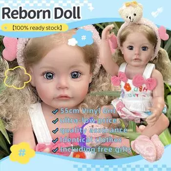 22-дюймовая кукла реборн для малышей СьюСью, готовая вручную, расписанная на все тело, мягкая виниловая кукла Bebe Reborn