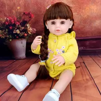 22-дюймовая мягкая виниловая кукла-имитация всего тела для девочек и мальчиков, успокаивающие игрушки, 55 см, кукла-реборн, подарок на день рождения и Рождество для малышей 55Cm