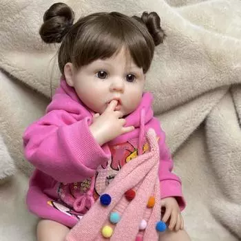 22-дюймовые мягкие виниловые куклы Эрин для всего тела, сосущие пальцы, раскрашенные куклы Reborn для девочек, подарок для детей, Bebe Reborn
