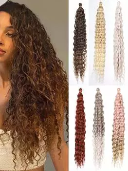 22-дюймовые волосы Ocean Wave, синтетические, глубокая волна, плетение крючком, накладные волосы, омбре, афро-кудри, страстные крученые волосы 22inch