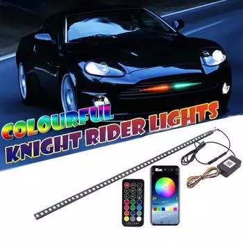 22-дюймовый 48-светодиодный RGB-сканер для автомобиля Knight Rider Strobe Flash Light RGB Flash Rhythm Recognition Light Strip с дистанционным управлением