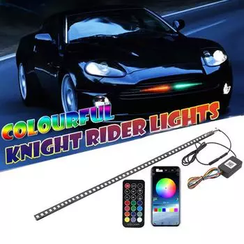 22-дюймовый 48-светодиодный RGB-сканер для автомобиля Knight Rider Strobe Flash Light RGB Flash Rhythm Recognition Light Strip с дистанционным управлением