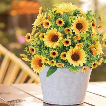 22-дюймовый искусственный подсолнух, всепогодный желтый искусственный цветок с подпоркой, устойчивый к выцветанию, искусственные подсолнухи для декора сада, двора, газона, патио 1pc