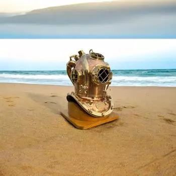 22-дюймовый водолазный шлем ВМС США Mark V | Морской декор из меди и латуни | Тяжелая декоративная реплика для подводного плавания | Эксклюзивная коллекция