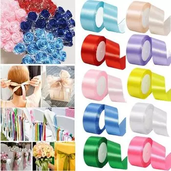 22 метра сплошных 4 см блестящих шелковых лент полиэстер ремесла бант подарочная упаковка ленты яркие цвета DIY подарочная упаковка светло-розовый