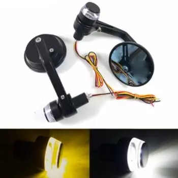 22 мм, 7/8 дюйма, универсальные круглые 3 дюйма, руль мотоцикла, боковые зеркала заднего вида со светодиодными указателями поворота