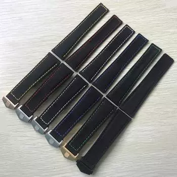 22 мм черный со швами, нейлон высокого качества с кожаным ремешком для часов, подходит для браслета Tag Heuer Aquaracer Carrera Without clasp