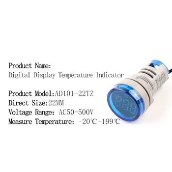 22 мм круглый квадратный светодиодный цифровой термометр сигнальные огни измеритель температуры детектор датчик -20-199 по Цельсию 50-500 В переменного тока