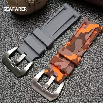 22 мм ремешок для наручных часов, защищенный от пота дышащий мягкий силиконовый спортивный ремень для часов, замена ремня для Panerai 111/386/441