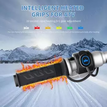 22 мм рукоятки с подогревом для мотоцикла, рукоятки с подогревом для квадроцикла, 5 передач, 12 В постоянного тока, электрические рукоятки с подогревом и светодиодным индикатором, грелка для рук зимой