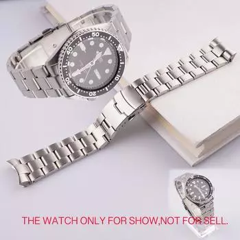 22 мм серебристый матовый однотонный изогнутый сменный ремешок для часов, браслет с двойной застежкой для Seiko SKX 007