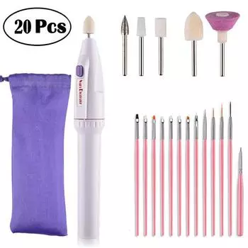 22 шт., электрические шлифовальные сверла для педикюра для ногтей + набор кистей One Size розовый