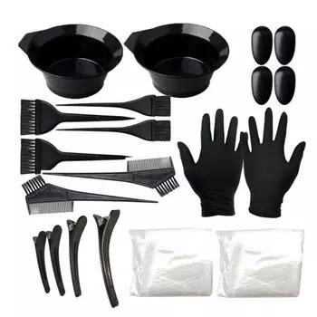 22 шт./компл., кисть для окраски волос, расческа, зажим для парикмахерских, чаша, перчатки, инструменты