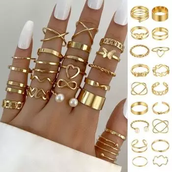 22 шт./компл. женский полый искусственный жемчуг разных форм сердце-бабочка полированный гладкий сплав золотистый