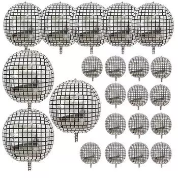 22 шт. воздушный шар из фольги для дискотек, многоразовые круглые металлические шары на 360° 7PCS