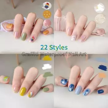22styles Летняя серия наклеек для дизайна ногтей Радужные граффити Водяные ряби Наклейки для ногтей Водонепроницаемые накладки для ногтей QF559