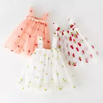 22 стиля, модное летнее новое корейское платье с рукавами-крылышками и крыльями бабочки, платье для девочек в горошек, детское платье с фруктовой вышивкой, пышное платье принцессы 80cm(0-1Years)