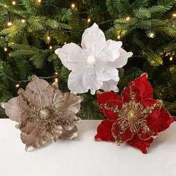 22cm Christmas Decoration Artificial Flower Xmas Tree Hanging Oranments Merry Christmas 2024 Decor Navidad Happy New Year 2025
