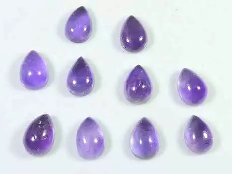 22Cts. Natural Amethyst Pear Crytsal Cabochon Gemstone 10Pcs Lot 07X10MM RQ-1801