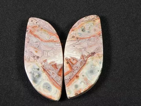 22Cts.Natural Leopard Skin Jasper Matched Pair Handmade Gemstone 16X27X03 MM SK-803