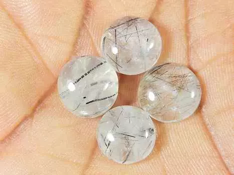 22Cts. Натуральный черный рутиловый кварц кабошон россыпью драгоценный камень 4 шт. лот 11X11MM RQ-1498