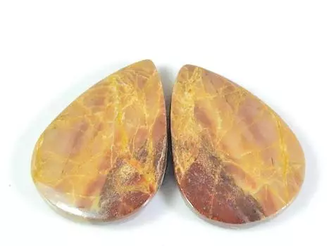 22Cts.Natural Red jasper Matched pair Pear Cabochon Gemstone 16X23X03 MM SK-222