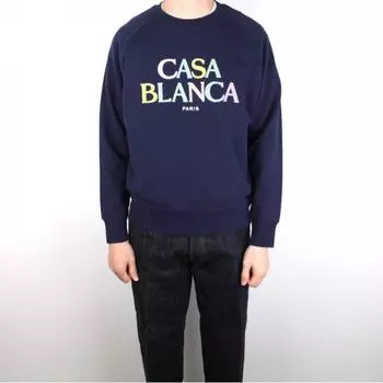 22FW Толстовка Casablanca с разноцветным логотипом Темно-синего цвета MF22JTP01102