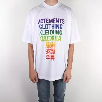 22FW Vetements Круглая белая футболка с коротким рукавом UA53TR100Z