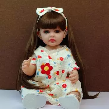 22-дюймовая полностью силиконовая кукла-реборн, реалистичная, мягкая на ощупь, модная, милая кукла, подарки для детей 55cm