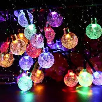 22M 200 LED Crystal Globe Solar String Lights, Waterproof Solar Outdoor Lights, Garden Tree Patio Party Christmas Decor 6.5M 30LED