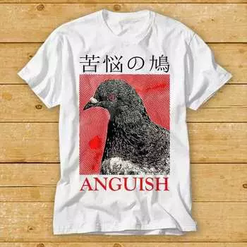 230 г/м2 100% хлопок Anguish Pigeon японская агрессивная футболка Distress Birds крутой подарок 80-е ретро 90-е топ футболка ограниченный тираж бестселлер мем 2485 XXS белый
