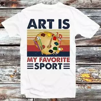230 г/м2 100% хлопок Art Is My Favorite Sport Paint футболка винтажная ретро крутой подарок мужская женская унисекс мультфильм аниме топ футболка B738 XXS белый