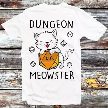 230 г/м2 100% хлопок Dungeon Meowster Dragons Monster Dnd Guess I Ll Die Rpg футболка винтажная ретро крутой подарок унисекс мультфильм аниме топ футболка B1024 XXS белый