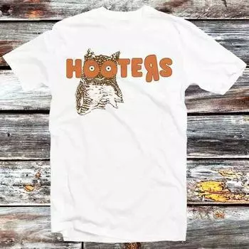 230 г/м2 100% хлопок Hooters Femboy Boobs America Waitress Owl Bird футболка винтажная ретро крутой подарок мужская женская унисекс мультяшный аниме топ футболка B346 XXS белый