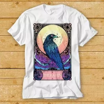 230 г/м2 100% хлопок Карта Таро Ворон Goblincore Gothic Witchy Crow Dark Academia Бестселлер 1963 XXS белый