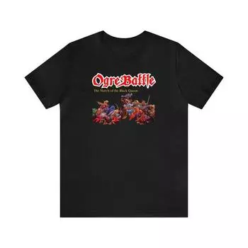230 г/м2 100% хлопок Ogre Battle The March Of Black Queen Snes Cover Logo Art Retro Style Unisex Short Sleeve Футболка Футболка Отличный подарок для геймеров Цвет XXS чёрный