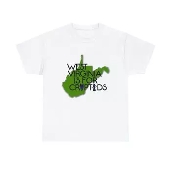 230 г/м2 100% хлопок West Virginia Is For Cryptids State Logo Unisex Плотная хлопковая футболка XXS белый