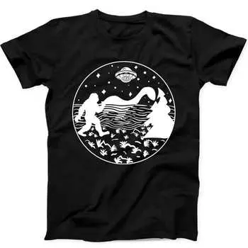 230 г/м 100% хлопок Бигфут Лох-несское чудовище инопланетянин НЛО верьте в забавный подарок черная футболка B326 XXS чёрный