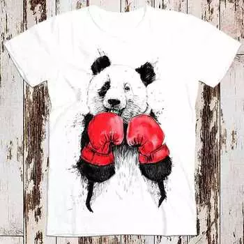 230 г/м 100% хлопок бокс панда милый спорт тренажерный зал хит продаж футболка музыка ретро топ футболка подарок крутой унисекс 8500 XXS белый