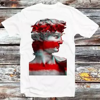 230 г/м 100% хлопок Дэвид Микеланджело Буонарроти футболка винтажная ретро крутой подарок мужская женская унисекс мультфильм аниме топ футболка B536 XXS белый