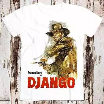 230 г/м 100% хлопок Django Spagetti Western Movie Tee Top Vintage Unisex Женская футболка 8317 XXS белый