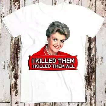230 г/м 100% хлопок Джессика Флетчер Я убила их всех Мем «Она написала убийство» Бестселлер Футболка Музыка Ретро Топ Футболка Подарок Крутая унисекс 8556 XXS белый
