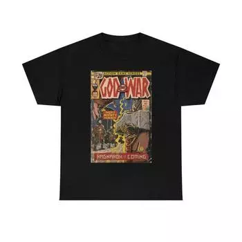 230 г/м 100% хлопок God Of War Ragnark Comic Book Cover Fan Art Essential T Shirtunisex Плотная хлопковая футболка XXS чёрный