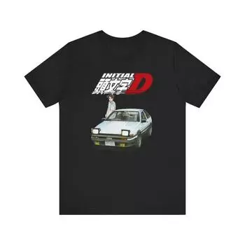 230 г/м 100% хлопок Initial D Ae86 Treuno Takumi японское аниме унисекс трикотажная футболка с коротким рукавом XXS чёрный