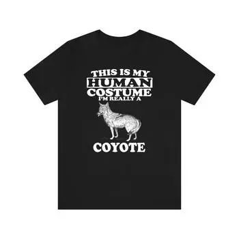 230 г/м 100% хлопок Это мой человеческий костюм IM Really A Coyote Shirt Coyote Lover Shirt Coyote Lover Gift Animal Gift XXS чёрный