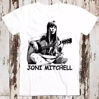 230 г/м 100% хлопок Joni Mitchell Rock Tee Top Vintage Retro Super Cool Unisex Женская футболка 8349 XXS белый