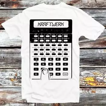 230 г/м 100% хлопок Карманный калькулятор Kraftwerk Футболка Винтаж Ретро Крутой подарок Мужская Женская Унисекс Мультяшная Аниме Топ Футболка B322 XXS белый