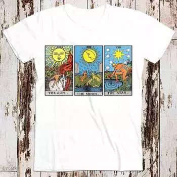 230 г/м 100% хлопок карты Таро магия солнце луна звезда бестселлер футболка музыка ретро топ футболка подарок крутой унисекс 8631 XXS белый