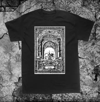 230 г/м 100% хлопок Memento Mori Shirtcat Звезда Пентаграмма Символ Череп Оккультизм Готика Скелет Средневековье Гранж Колдовство Хэллоуин Бохо Хипстер Танец M XXS чёрный