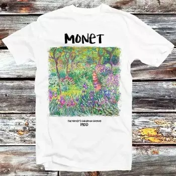 230 г/м 100% хлопок Monet The Artist S Garden In Giverny футболка винтажная ретро крутой подарок мужская женская унисекс мультфильм аниме топ футболка B834 XXS белый